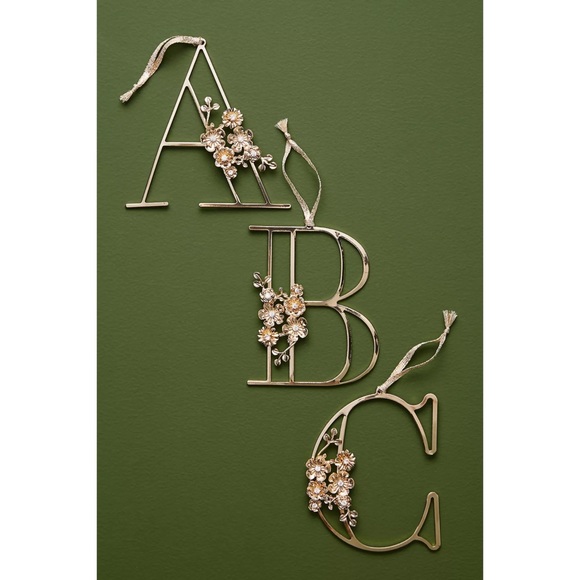 Anthropologie Floral Monogram Ornament - Picture 2 of 16